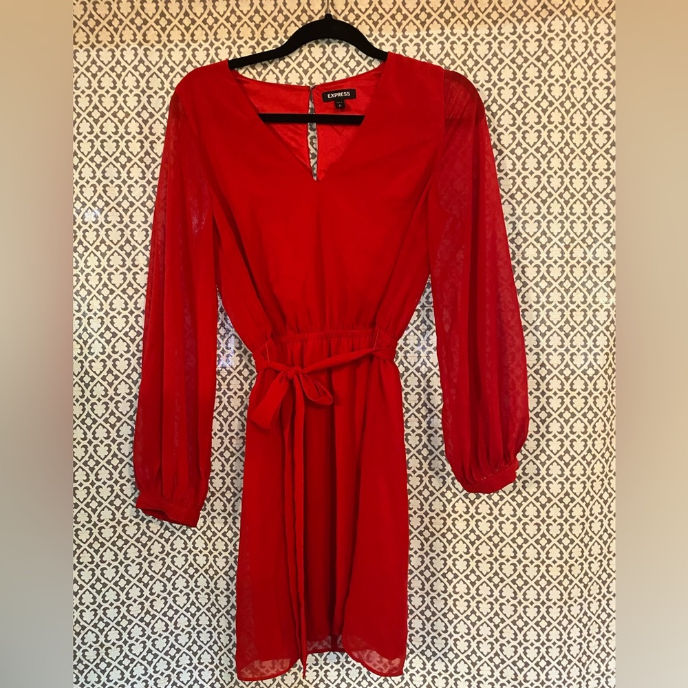 Express Red Chiffon Dress, Size Small